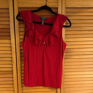Vintage Lauren Ralph Lauren red ruffle sleeveless top